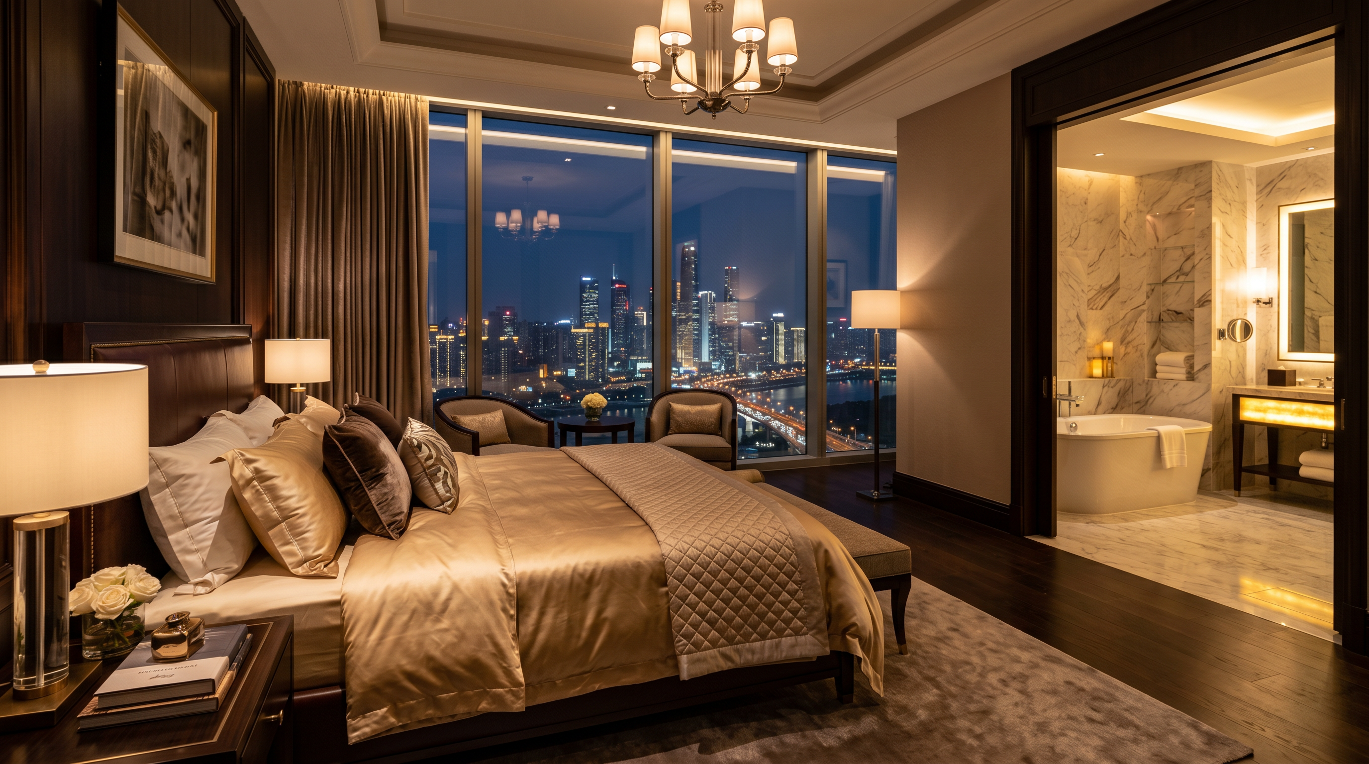 Luxury hotel suite bedroom